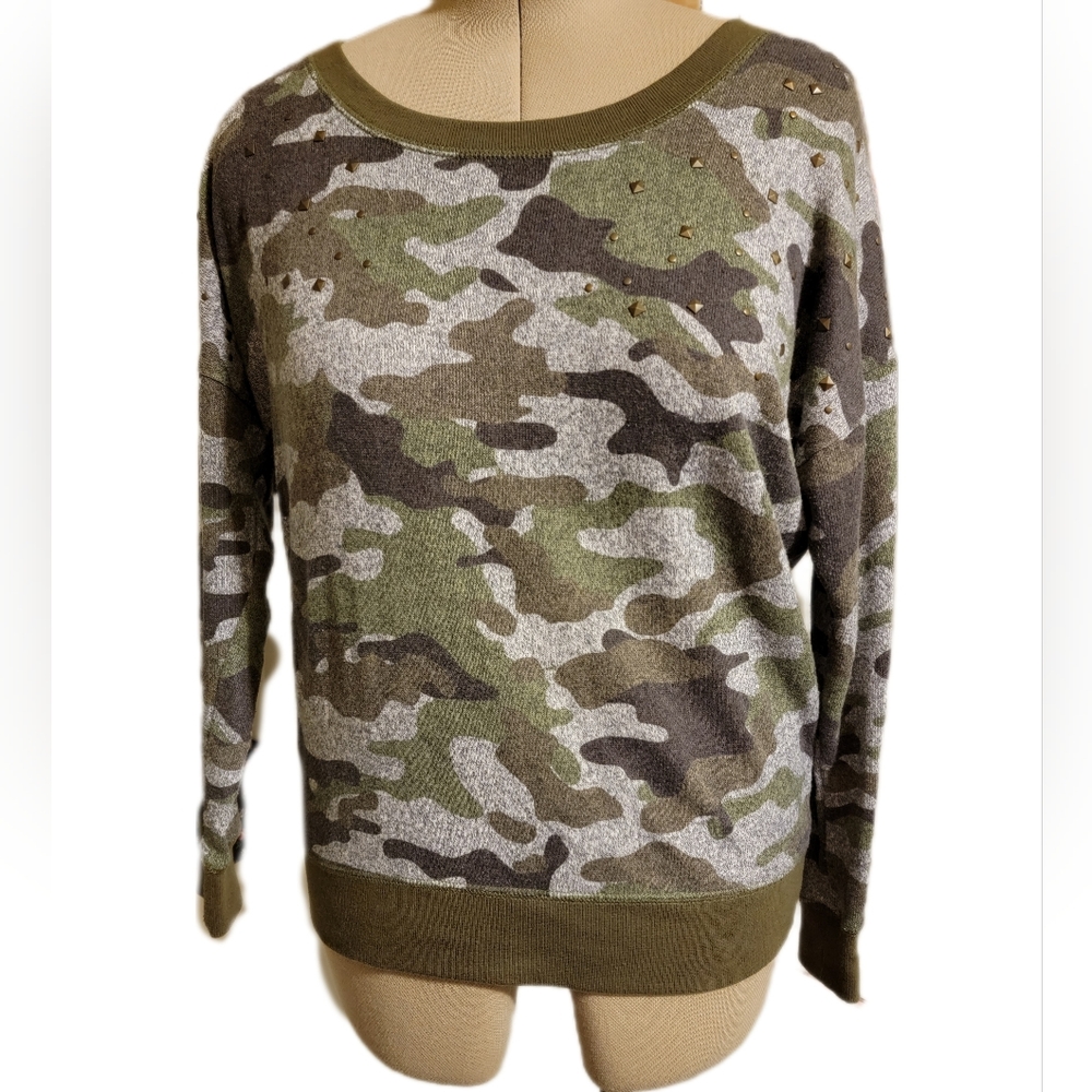 🔖👉Torrid Cozy Fleece Crew Neck Drop Sleeve Sweatshirt Camo Print Stud Sz 0